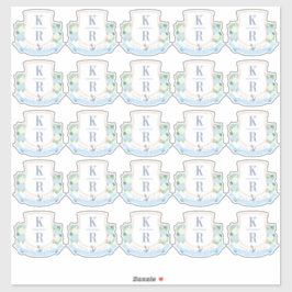 Elegante Kustbruiloft Monogram Sticker