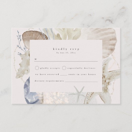 Elegante Kustbruiloft RSVP Kaart (Voorkant)