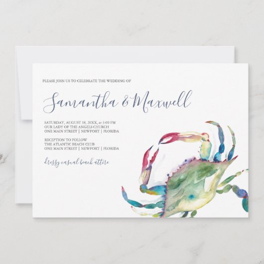 Elegante Kustbruiloft uitnodiging (Voorkant)