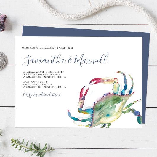 Elegante Kustbruiloft uitnodiging