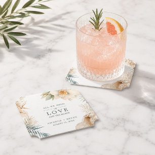 Elegante kustbruiloftcoasters kartonnen onderzetters