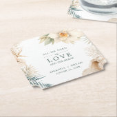 Elegante kustbruiloftcoasters kartonnen onderzetters (Gekanteld)