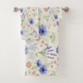 Elegante Kustflora Lavendel & Schelpen Zomer Bad Handdoek