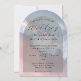 Elegante Kustlijn Boog Strand Bruiloft Kaart