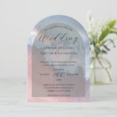 Elegante Kustlijn Boog Strand Bruiloft Kaart (Staand voorkant)