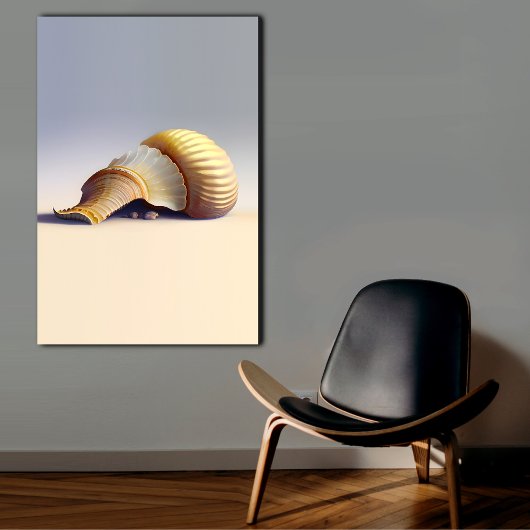 Elegante Kustmuur Art Nautilus Shell Canvas Afdruk