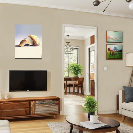 Elegante Kustmuur Art Nautilus Shell Canvas Afdruk