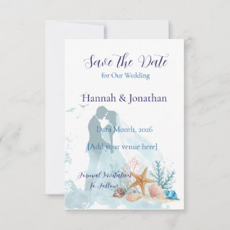 Elegante Kustromantiek Bruiloft Save The Date