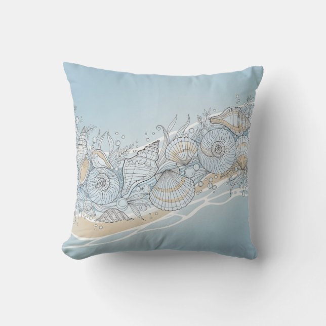 Elegante Kustschelpen Kussen (Voorkant)