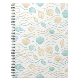 Elegante Kustschelpen Pastel Patroon Notitieboek