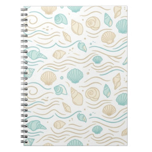 Elegante Kustschelpen Pastel Patroon Notitieboek