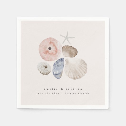 Elegante Kuststrand Bruiloft Cocktail servetten (Voorkant)