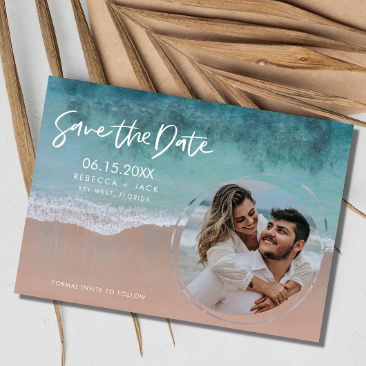 Elegante Kuststrand Bruiloft Save the Date
