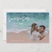 Elegante Kuststrand Bruiloft Save the Date (Voorkant)
