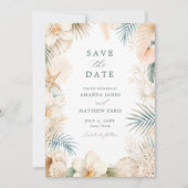 Elegante Kuststrand Bruiloftsfoto Save The Date (Voorkant)