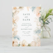 Elegante Kuststrand Bruiloftsfoto Save The Date (Staand voorkant)
