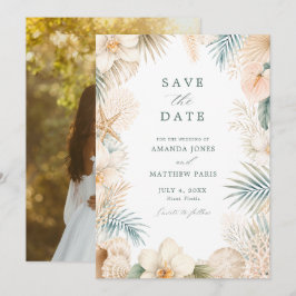 Elegante Kuststrand Bruiloftsfoto Save The Date