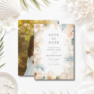 Elegante Kuststrand Bruiloftsfoto Save The Date