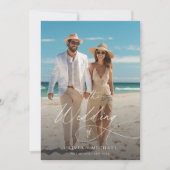Elegante Kuststrand Foto Bruiloft Kaart (Voorkant)