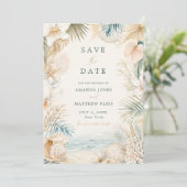 Elegante Kuststrand Fototrouw  Save The Date (Staand voorkant)