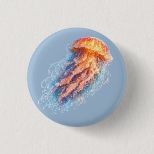 Elegante kwal oceaan fantasie illustratie ronde button 3,2 cm