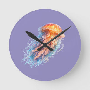 Elegante kwal oceaan fantasie illustratie ronde klok