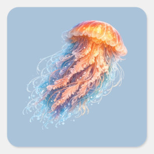 Elegante kwal oceaan fantasie illustratie vierkante sticker
