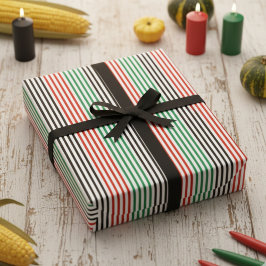 Elegante Kwanzaa Kleuren Gestreept Cadeaupapier