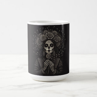Elegante La Catrina Bloemenskelet Kunst Koffiemok