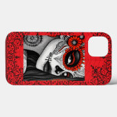 Elegante La Catrina Skull Art – Zwart, Wit & Rood Case-Mate iPhone Case (Achterkant (horizontaal))