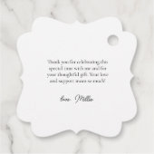 Elegante laarzen en bruisende bruids-shower bedankjes labels (Achterkant)