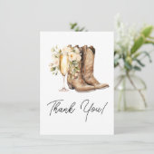 Elegante laarzen en bruisende bruidsjonker  bedankkaart (Staand voorkant)