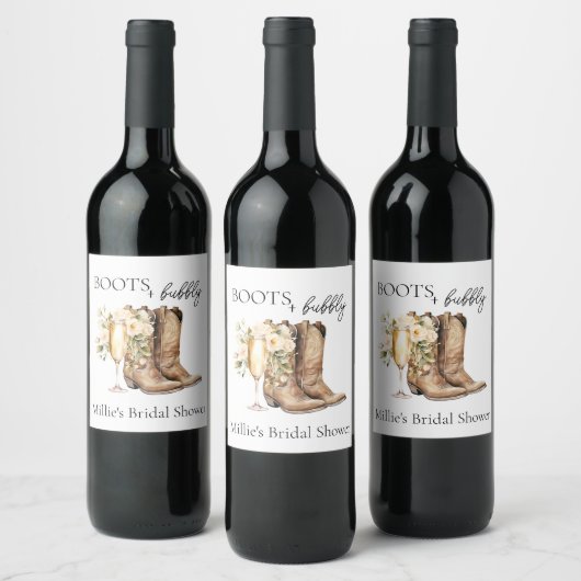 Elegante laarzen en bubbelig Vrijgezellenfeest Wijn Etiket (Flessen)