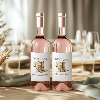 Elegante laarzen en bubbelig Vrijgezellenfeest Wijn Etiket