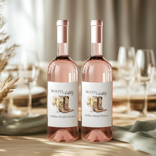 Elegante laarzen en bubbelig Vrijgezellenfeest Wijn Etiket