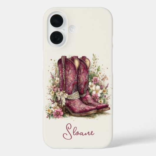 Elegante laarzen met gebloemde monogram Case-Mate iPhone case (Achterkant)