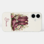 Elegante laarzen met gebloemde monogram Case-Mate iPhone case (Achterkant (horizontaal))