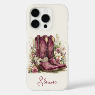 Elegante laarzen met gebloemde monogram iPhone 16 pro hoesje
