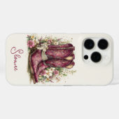Elegante laarzen met gebloemde monogram Case-Mate iPhone case (Achterkant (horizontaal))