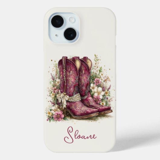 Elegante laarzen met gebloemde monogram Case-Mate iPhone case (Achterkant)