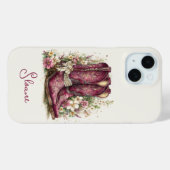 Elegante laarzen met gebloemde monogram Case-Mate iPhone case (Achterkant (horizontaal))
