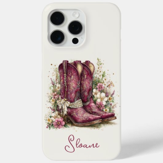 Elegante laarzen met gebloemde monogram Case-Mate iPhone case (Achterkant)