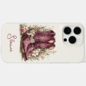 Elegante laarzen met gebloemde monogram Case-Mate iPhone case (Achterkant (horizontaal))