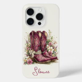 Elegante laarzen met gebloemde monogram iPhone 15 pro case