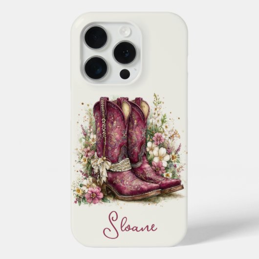 Elegante laarzen met gebloemde monogram Case-Mate iPhone case (Achterkant)