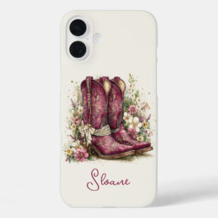Elegante laarzen met gebloemde monogram iPhone 16 plus hoesje
