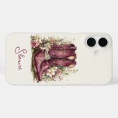 Elegante laarzen met gebloemde monogram Case-Mate iPhone case (Achterkant (horizontaal))