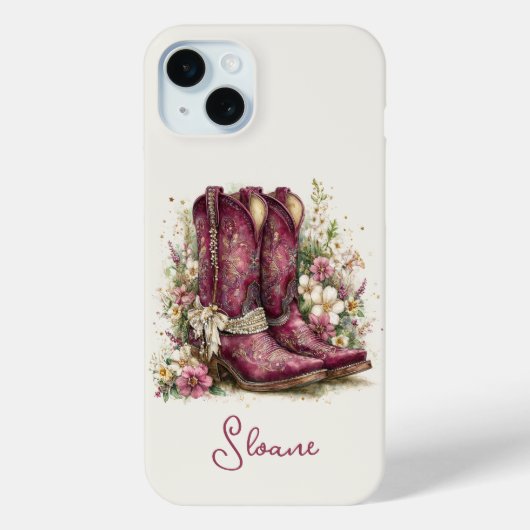 Elegante laarzen met gebloemde monogram Case-Mate iPhone case (Achterkant)