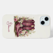 Elegante laarzen met gebloemde monogram Case-Mate iPhone case (Achterkant (horizontaal))