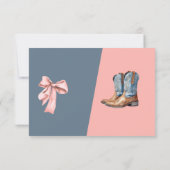 Elegante laarzen of bogen Blauw Roze Geslacht Onth Bedankkaart (Achterkant)